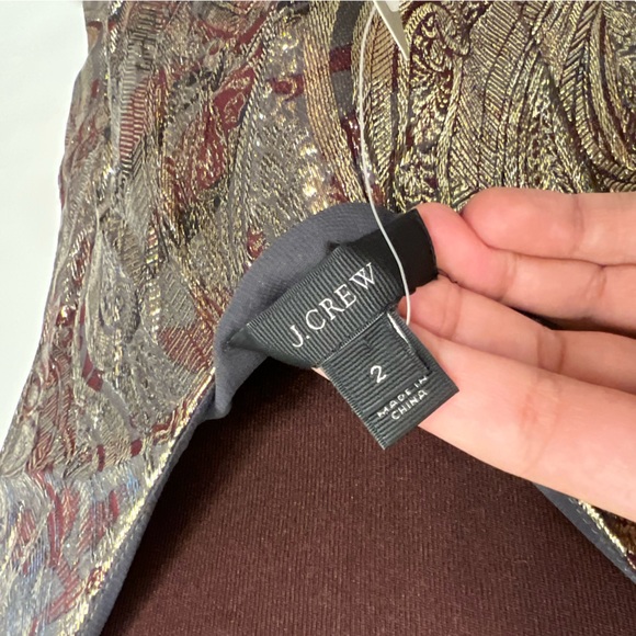 J. Crew Cate Cami Gold Top Tank Metallic paisley, NWT, Size 2 - Picture 9 of 9